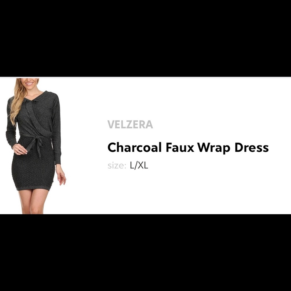 VELZERA Faux Wrap Dress NWOT